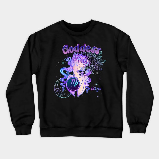 Zodiac Virgo Goddess Queen Horoscope Crewneck Sweatshirt by The Little Store Of Magic